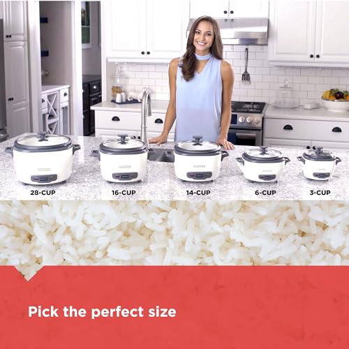 BLACK+DECKER 16-Cup Rice Cooker, RC516, 8-Cup Uncooked Rice, Steaming Basket, Removable Non-Stick Bowl, One Touch - image 9