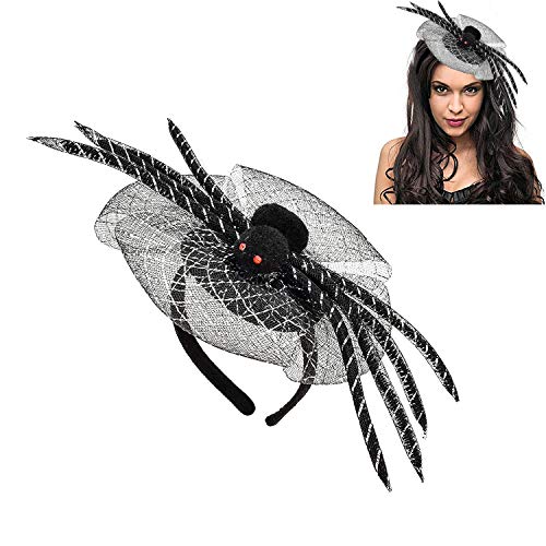 Headband Fashionable, Black Widow Headdress Spider Festival Headpiece with Silver Glitter Tinsel for Adult Children Cosplay, Performance, Party, Holiday Carnival