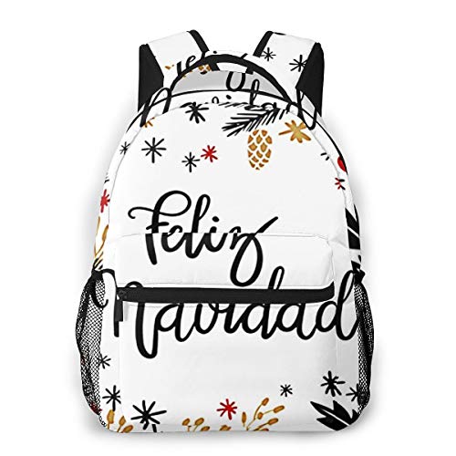 Preisvergleich Produktbild Laptop Rucksack Schulrucksack Weihnachten Navidad Schriftzug, 14 Zoll Reise Daypack Wasserdicht für Arbeit Business Schule Männer Frauen