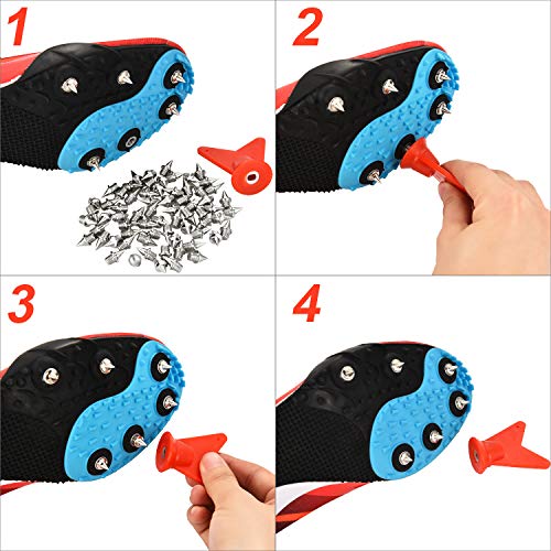 Hotop 32 Pieces 1/2, 1/4, 3/8 Inch Track Spikes Steel Sports Shoe Spikes Replacements with Spike Wrench for Sports Short Running Track Shoes3