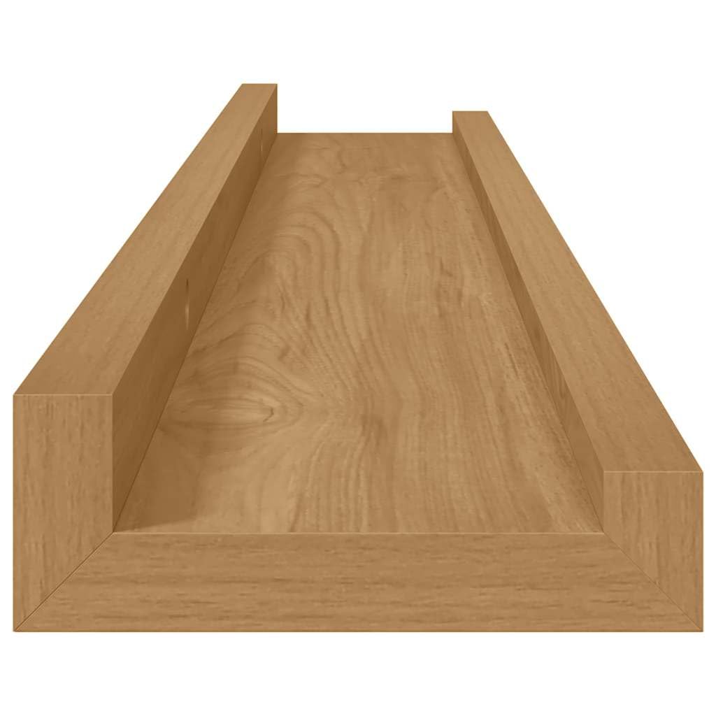 Zestaw regałów ściennych, 2 sztuki, brązowy materiał drewnopochodny, 60 x 9 x 3 cm, uniwersalne wiszące półki do salonu, sypialni, biura