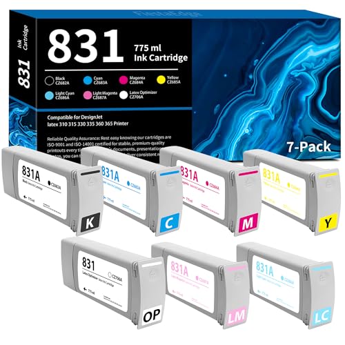831 831A Ink Cartridge 831A Latex Inks 775ml 7-Pack CZ682A CZ683A...