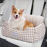 PAWZ Road [在庫一掃] ドライブベッド 犬 車 ドライブシート ドライブボックス ペット 犬用品 助手席 キャリーバッグ 車載用 飛び出し防止 リード付き 取り外し可能 洗濯可能 おでかけ 2匹 Ｍサイズ 小型犬 - ベージュ