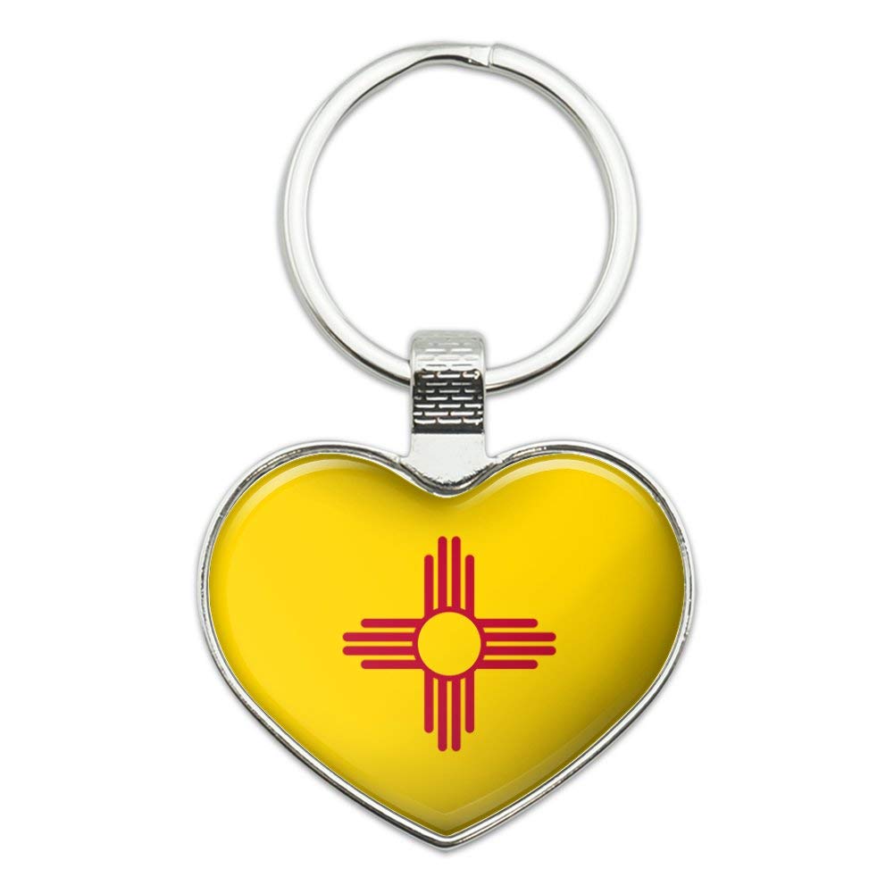 GRAPHICS & MORE New Mexico State Flag Keychain Heart Love Metal Key Chain Ring