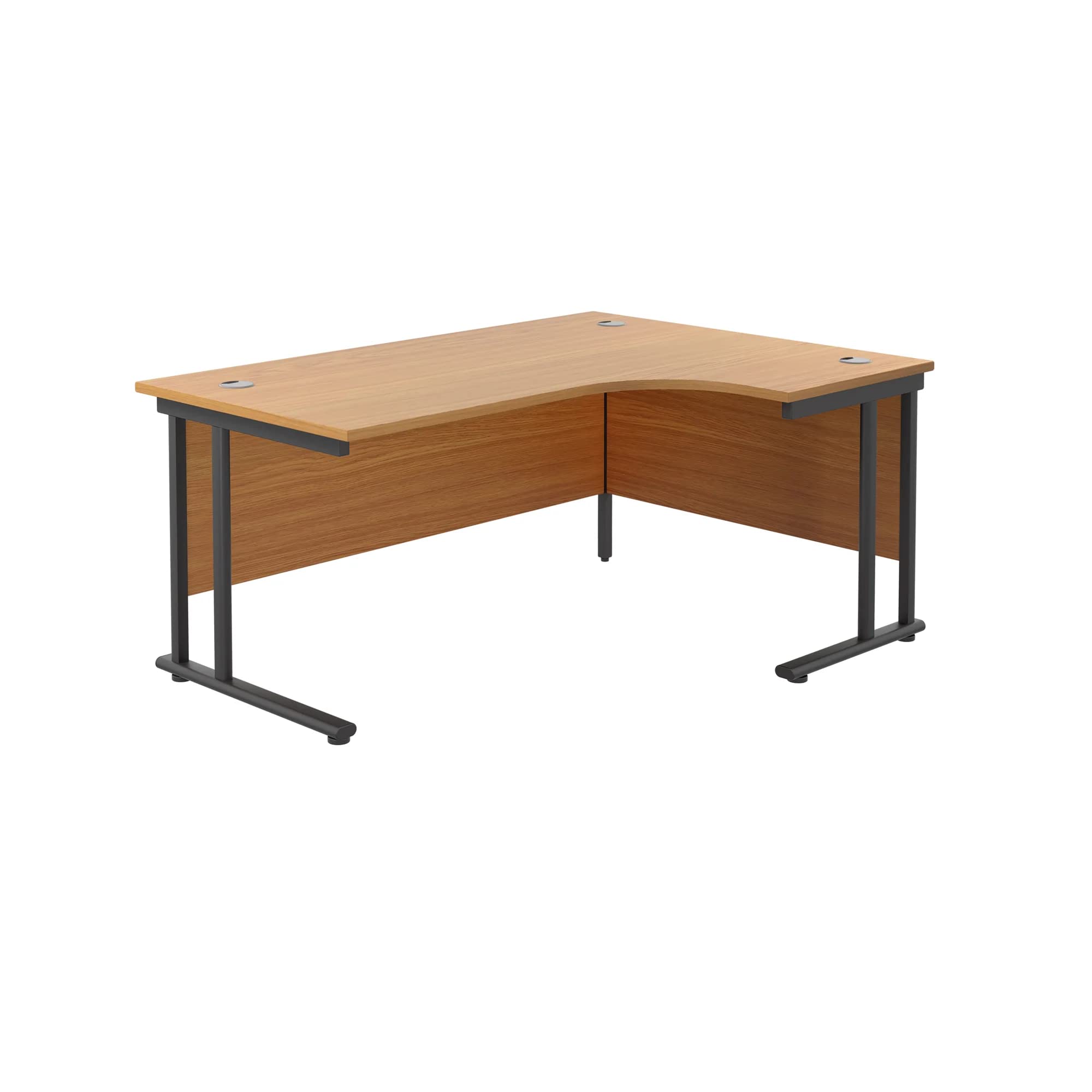 Office Hippo - L Shaped Office Desk 160 x 120cm. Large Corner Computer Desk For Home Office With Integrated Cable Ports, Ideal For Work, Study, Gaming And Hobby Workstation (Oak/Black)