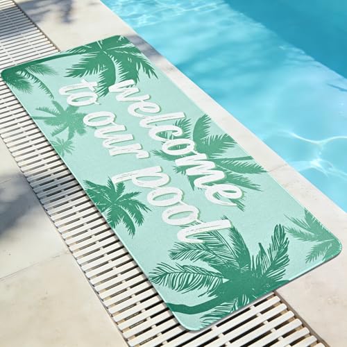 Yinhua Summer Pool Doormat Non Slip Pool Floor Mat for Deck Swimming Poolside Seating Mats with Rubber Backing Walk Summer Door Mat for Outside Patio Beach Swimming Pools Lounging 24x48