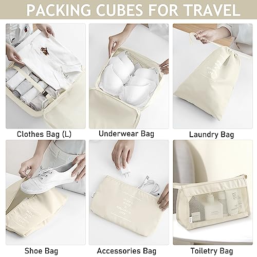 KPX 8 Set Packing Cubes for Travel, Luggage Packing Organizers Accessories Large Toiletries Bag for Clothes Shoes Cosmetics - Image 5