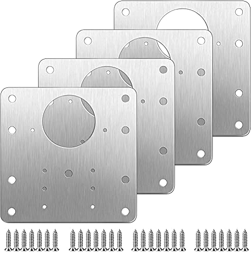 Scharnier Reparaturplatte 4 Stück Edelstahl Küchenschrank Scharnier Reparaturset mit Schrauben, Schutz für Holzschranktür Wohnmöbel Regale Cover