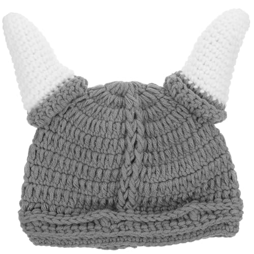 POPETPOP Gorro de Lana Diseño de Cuerno de Buey, Cálido y Elástico, Adecuado para Invierno y Otoño, Cómodo y Acogedor para Bebés
