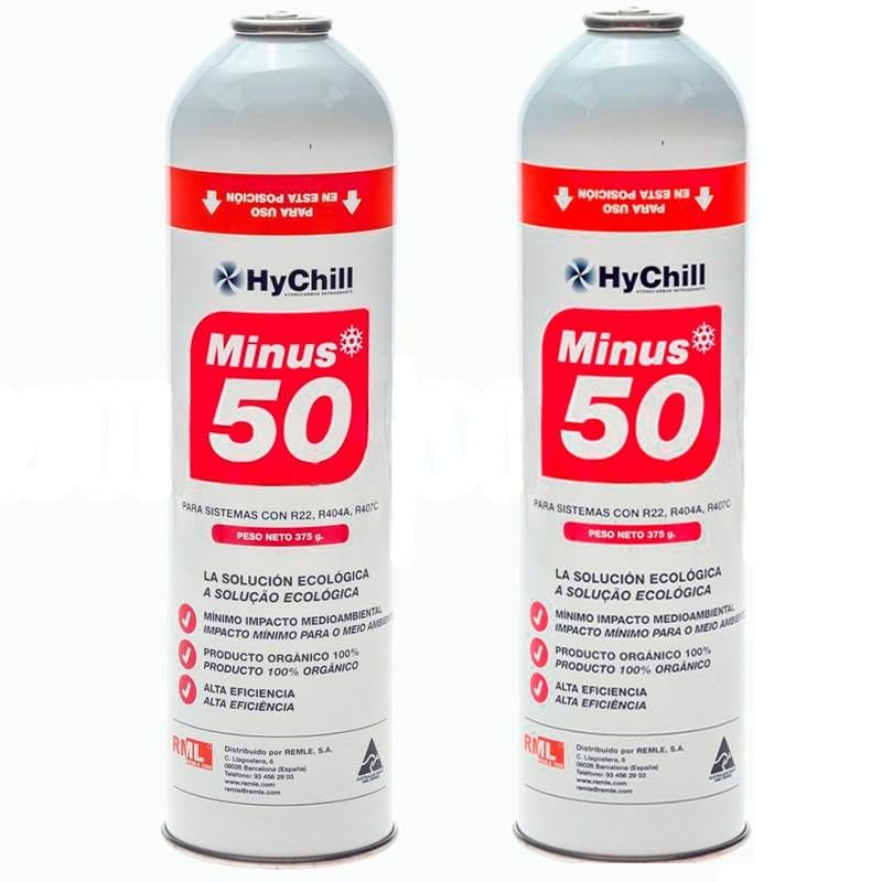 REPORSHOP - 2 Botellas Gas Minus 50 375Gr Sustituto R22 R404a R407C R502 Freeze Organico