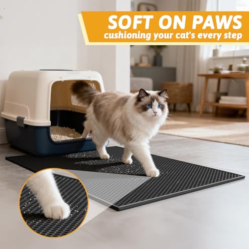 image for Pieviev Cat Litter Mat Double Layer Waterproof Urine Proof Trapping Ma