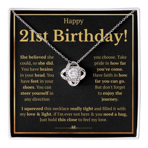 FG Family Gift Mall 21st Birthday Gifts For Her, 21 Year Old Female Birthday Card Necklace Gift Ideas, Happy Bday For Women Turning Finally 21, 21st Birthday Present for Daughter, Granddaughter, Best Friend with Message Card and Gift Box