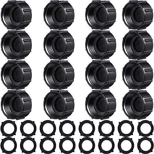 Mudder 16 Pcs Garden Hose Caps Sprinkler Cap Plastic Garden Spigot Cover Female End Fitting Cover with 16 Pieces Gaskets for 3/4 Inch GHT Yard Hose (Black)