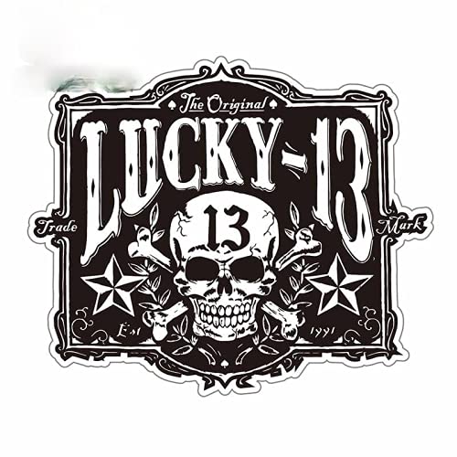 BYTT Car Stickers Decor Motorcycle Decals Skull Lucky 13 Decal Decorative Accessories Creative Sunscreen Waterproof PVC,13cm X 11cm (Color : 1)
