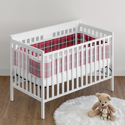 Image of Sweet Jojo Designs + BreathableBaby 2-Piece Breathable Mesh Crib Liner Set (Red Plaid) for Boys, Baby, Infants /Newborn Nursery (Classic, Traditional, Pattern for the Woodland, Rustic Patch Collection)