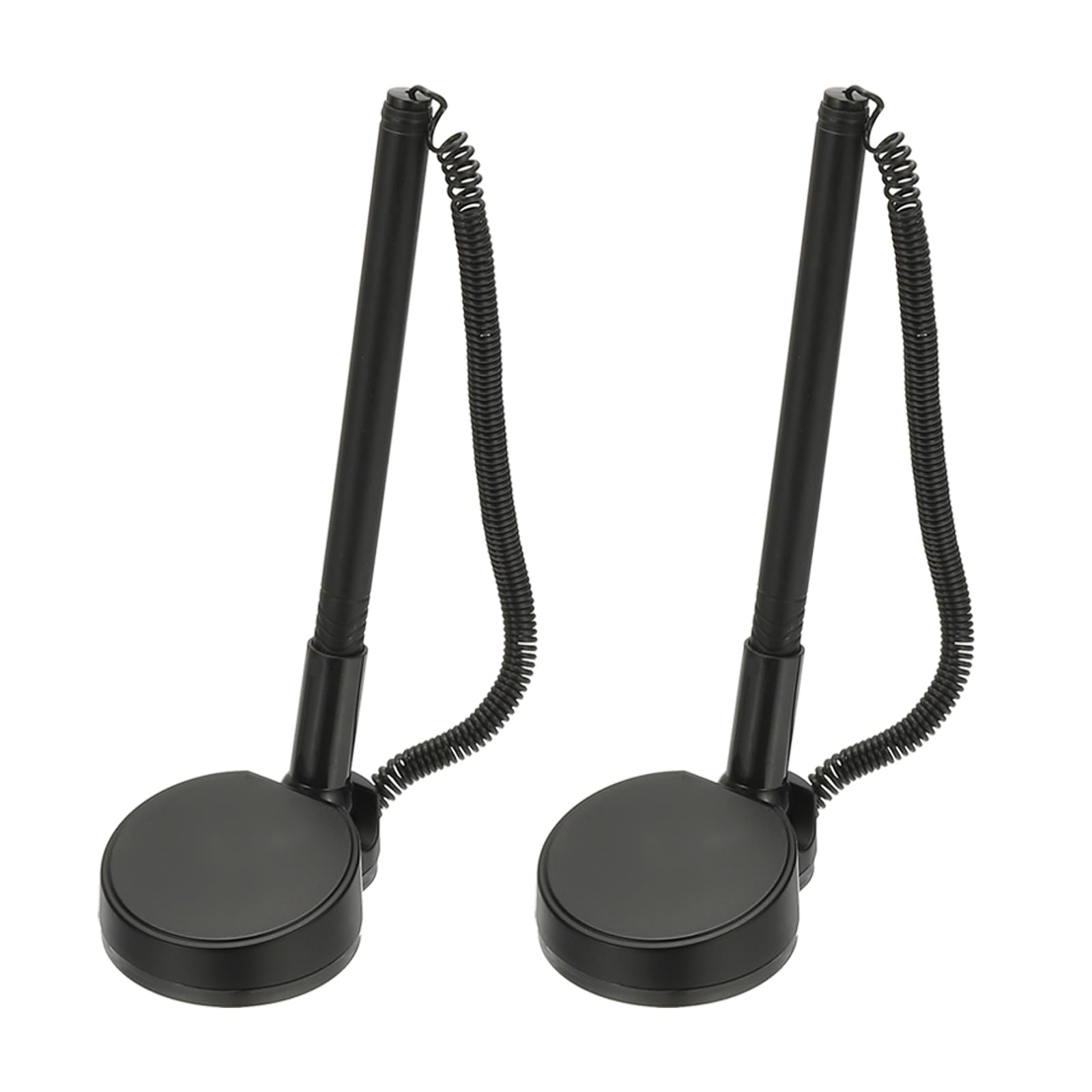 PATIKIL 2Pcs Secure Pen with Adhesive Chain and Security Pen Holder, Reception Counter Pens Desktop Pen Black Ink Refills for Desk Workplace Office Home Supplies Round Base, Black