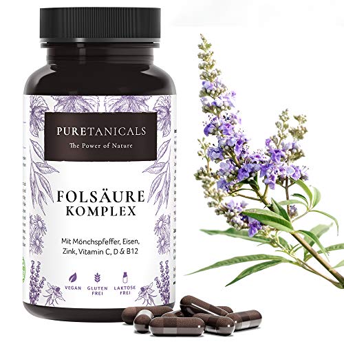 Ácido fólico Gravidez vegetal zinco ferro Vitamina C-D-B12 Complex doses altas | 180 Cápsulas naturais, complemento Vitamínico puro para grávidas | analisada em laboratórios produzida Alemanha