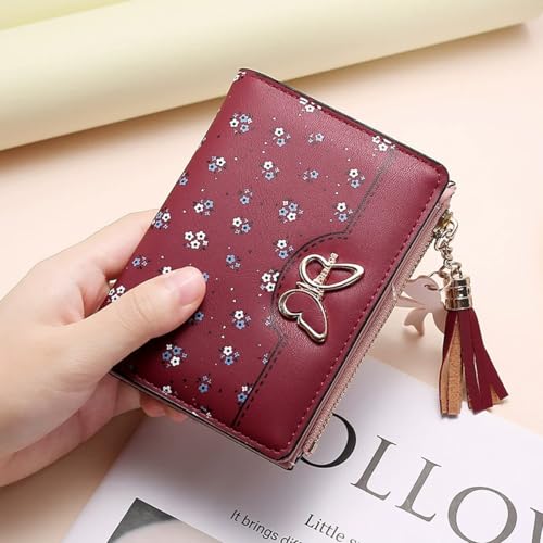 Women's Wallet Coin Purse Bow Fashionable Multi-Card Slot Buckle Zipper Women's Mini Short Wallet