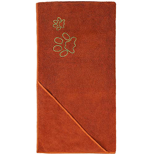 Winthome Hundehandtuch Extra Saugfähig - Handtuch Hund Schnell Tocknend, Handtuch Hund mit Taschen, Handtuch Mikrofaser Weich, Hundebademantel für Große Mittelgroße Kleine Hunde/Katze (77x97cm,Braun)