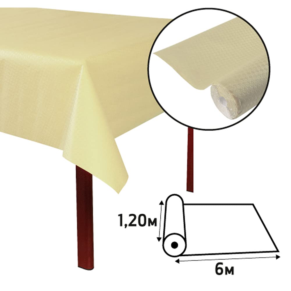 Ref 800624I - 16 x Mantel desechable en Papel gofrado - Gofrado único, estético y Profundo - Rollo 6 M de Largo y 1,20 M de Ancho - Color Marfil