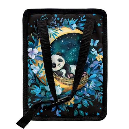 Image of Talayituse Panda Moon Flower Print Car Trash Can with Adjustable Straps, Foldable Car Trash Bag Bin Car Garbage Bag Multipurpose Storage Box for Vehicle Travel Camping Picnicing