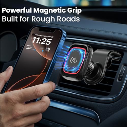 Image of MOOSH Magnetic Car Vent Mount 360 Adjustable Mobile Holder for Air Vent with Strong Magnetic Grip, Anti-Slip Design, Single Hand Use, Shockproof Build, Mobile Stand for Car (Black)