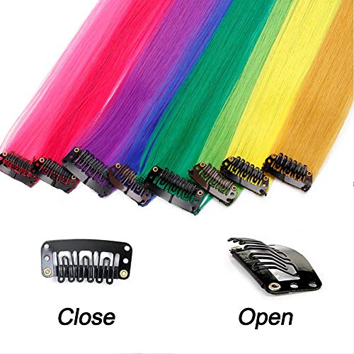 Hh Fashion CILP-13COLOR 26 Pack Colored Party Highlights Clip In Hair Extensions For Girls 20 Inches Multi-Colors Straight Hair Synthetic Hairpieces In The Party thumb #4