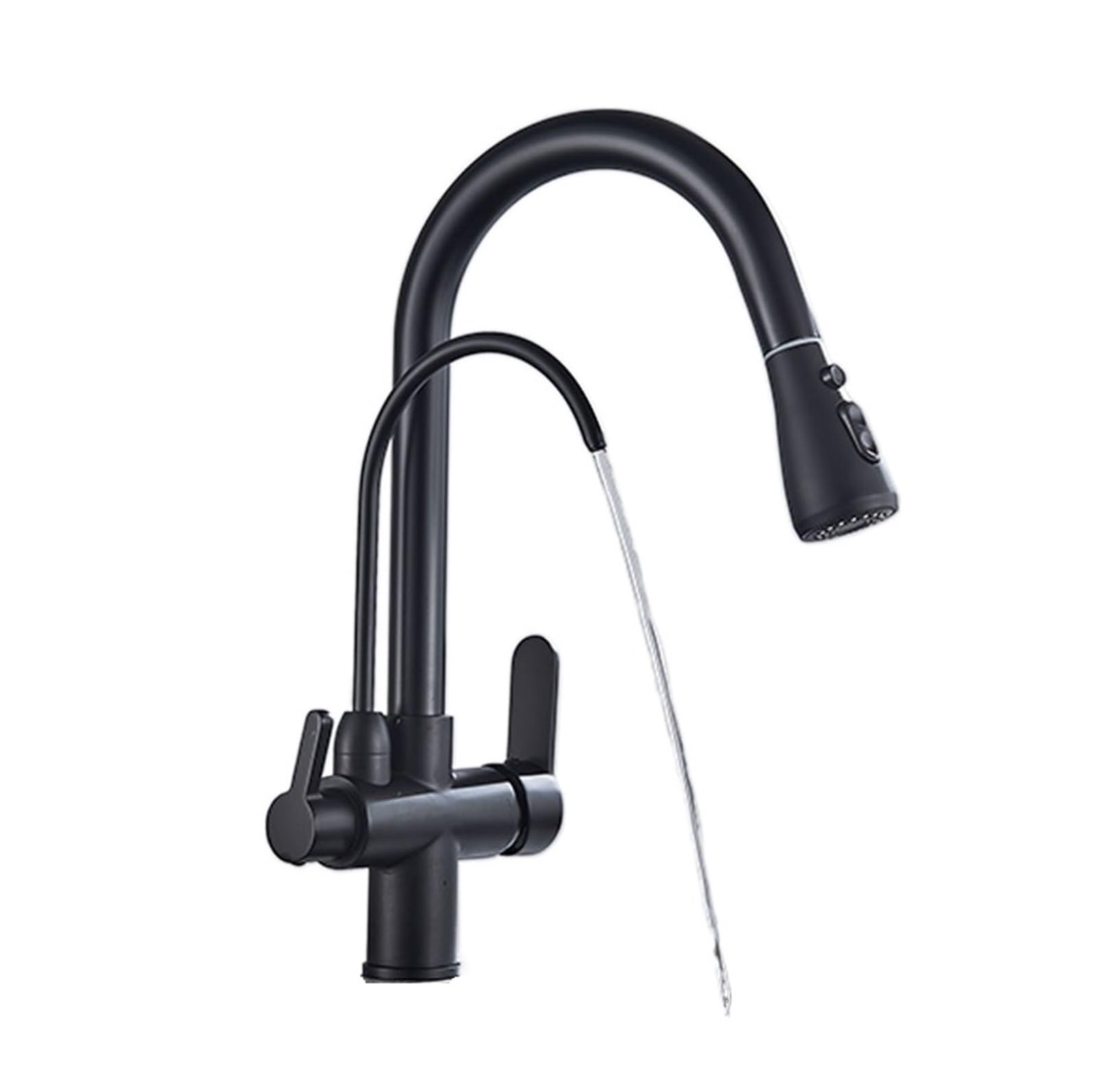 BHFPFZA Black Pull-Out Kitchen Faucet Water Filter - 2/3 Way Hot & Cold Mixer Tap Easy Installat Purified Drinking Water Slish Sink C for Home Use