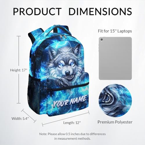 Backpack for School - 17 Inch Wolf Backpack for Kids - Personalized Cool Animal Bookbag for Primary Middle3