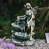 Festive Lights 41cm LED Solar Springbrunnen Fee Wasserfall Solarbetrieben Brunnen Garten für Innen und Außen Solar Brunnen für draussen Wasserspiel Garten Bronze