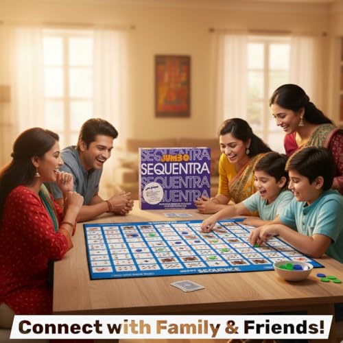 Image of Jumbo Sequntra Smart Sequence Board Game | Large Fabric Mat Strategy Game | Fun Learning Game for Kids & Adults | Family & Party Strategy Game | 2-8 Players