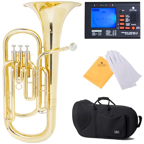 Cecilio 2Series BR-280 Brass Bb Baritone with Stainless Steel Valves, Gold