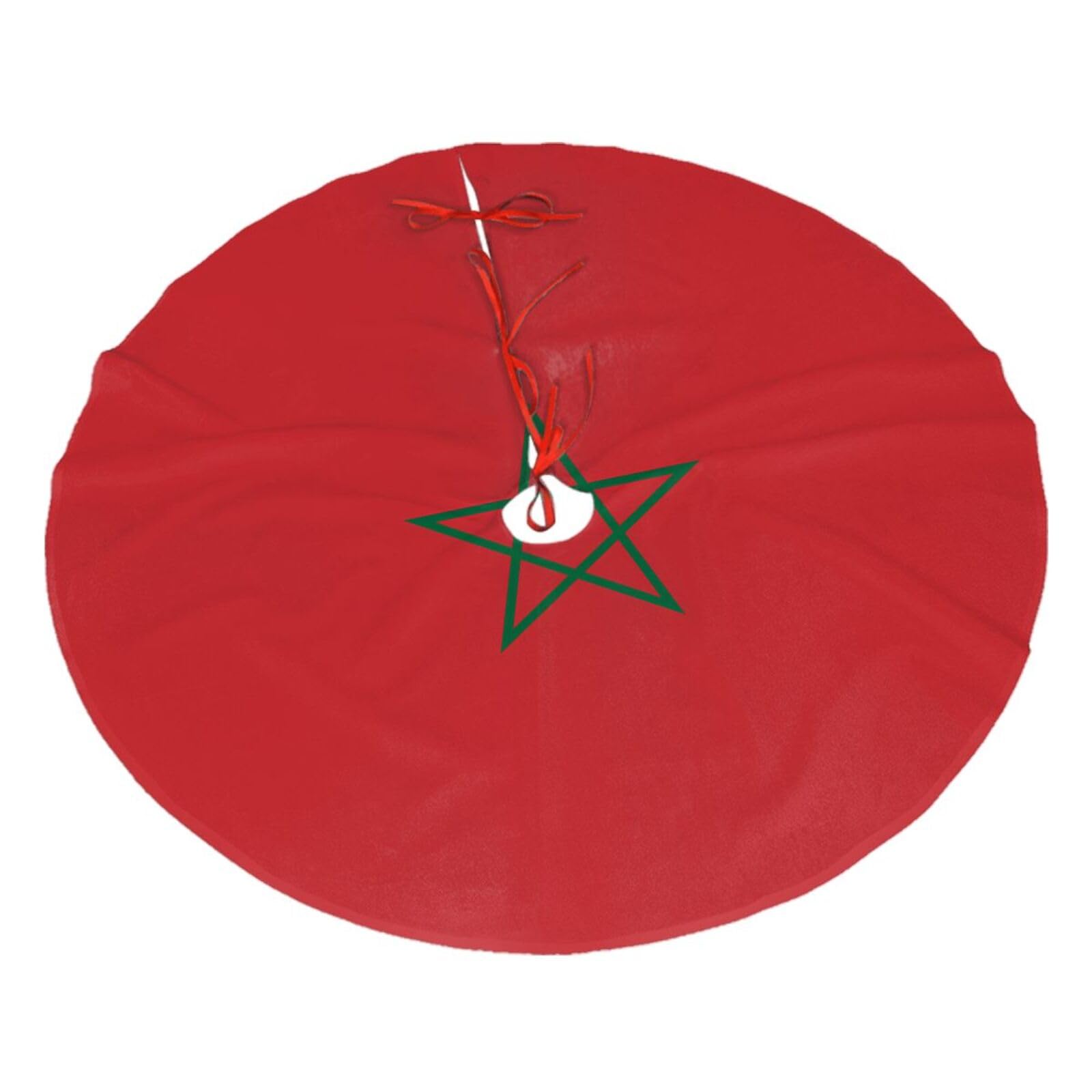 Flag of Morocco Printed Christmas Tree Skirt Christmas Plush Tree Skirt 48 inches (About 112.2 cm) Christmas