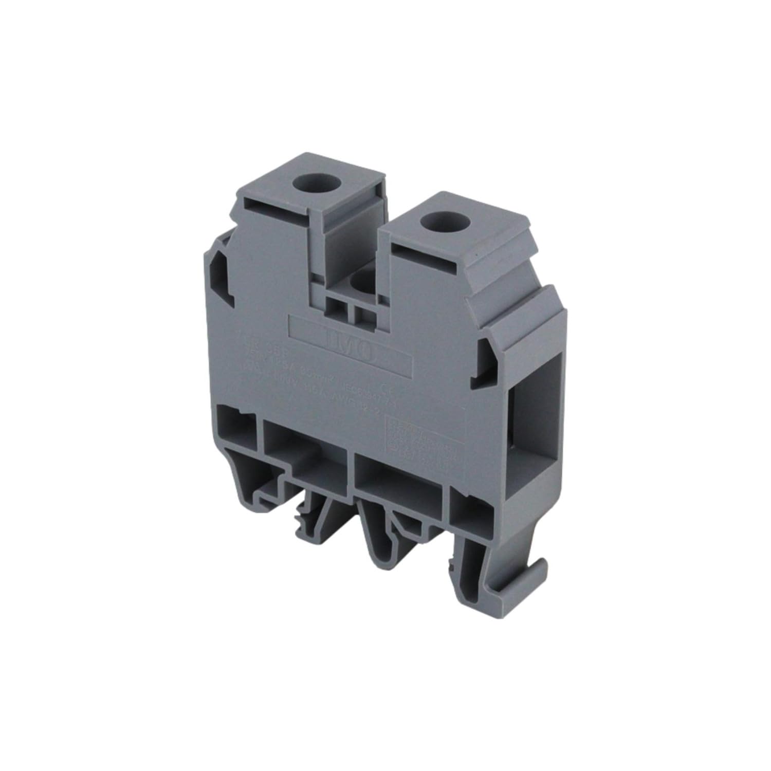 Bloc de jonction 35mm² - Borne ER35 Grise - 115A Max - Connexion à vis - Montage sur rail DIN
