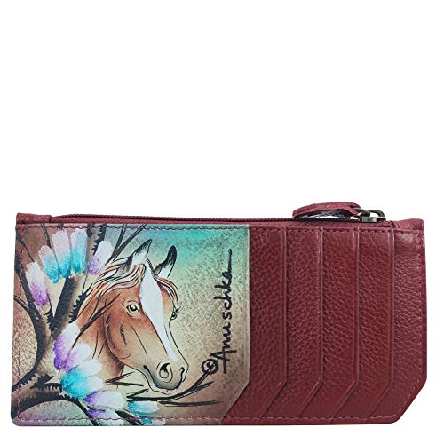 Anuschka Women's Hand-Painted Genuine Leather RFID Blocking Card Case with Coin Pouch - Free Spirit2