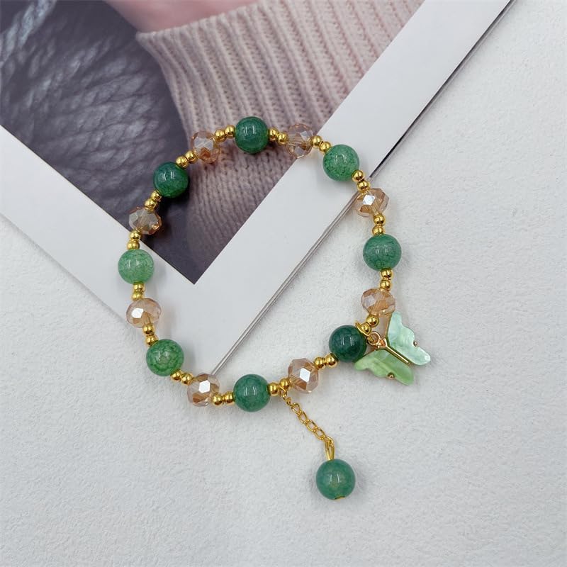 Gold Plated Jade Butterfly Crystal Glass Bracelet for Women Chinese Style Jade Bead Bracelet Gifts Useful2