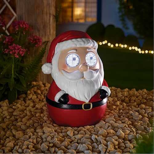 Garden Mile Blinking Santa Christmas Decoration - Animated Winking Santa Outdoor Garden LED Light Up Ornament with Cool White LEDs - Waterproof Festive Xmas Decor Porch Decor with Timer