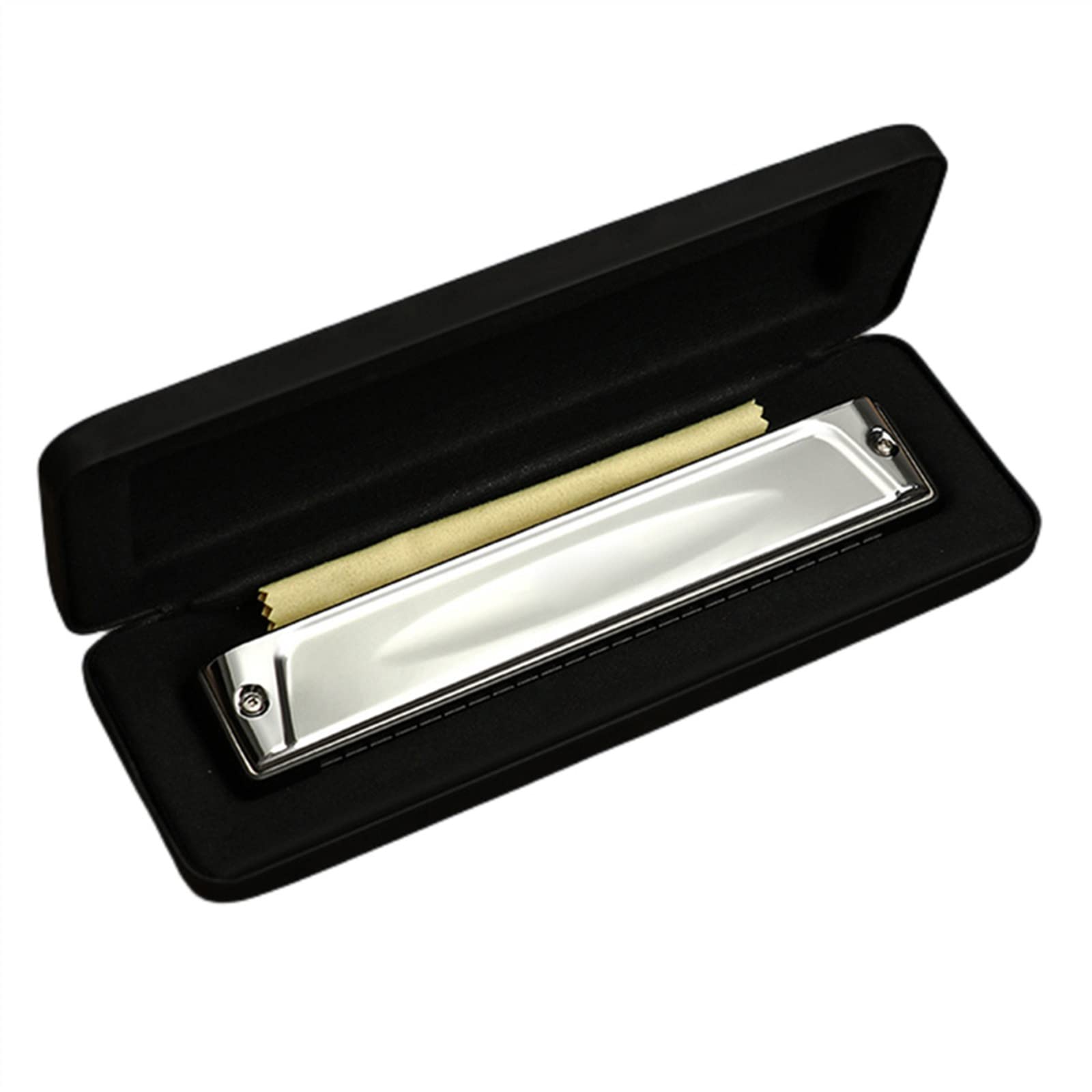 Harmonijka Ustna Z 28 Otworami, Polifoniczny Klawisz C, Profesjonalna Gra Na Matowej Harmonijce Dla Początkujących Harmonijka Dla Początkujących (Color : Silver)