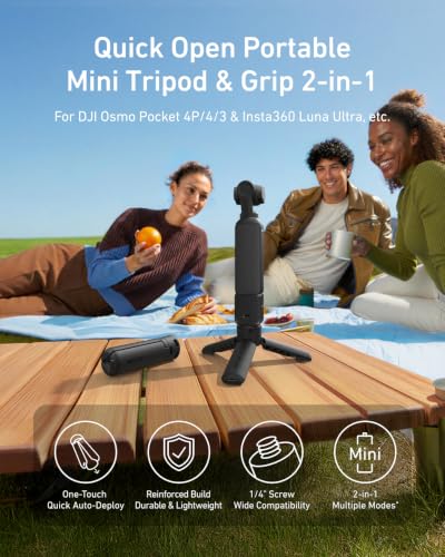 TELESIN Quick Open Mini Tripod Grip for DJI Pocket 4P 4 3 & Insta360 Luna - image 2