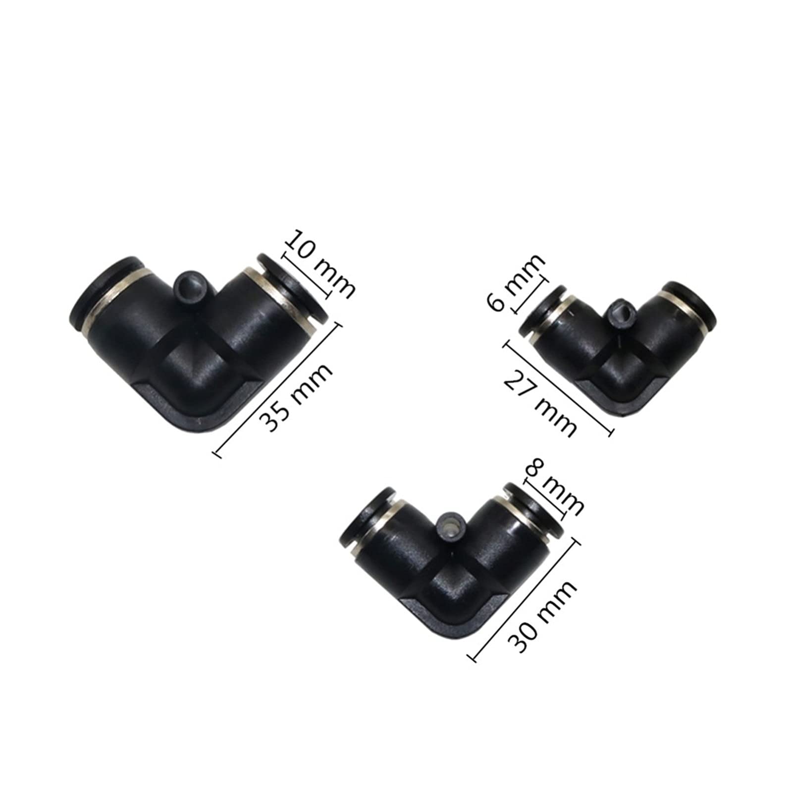 Lot de 20 raccords de tuyau d'arrosage coudés en plastique PVC 6 mm, 8 mm, 10 mm (couleur : 10 mm)