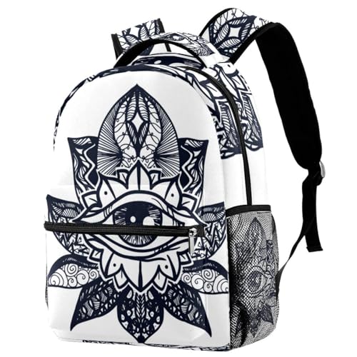 Sac à dos œil qui voit tout en lotus imprimé multicolore grand format 40cm