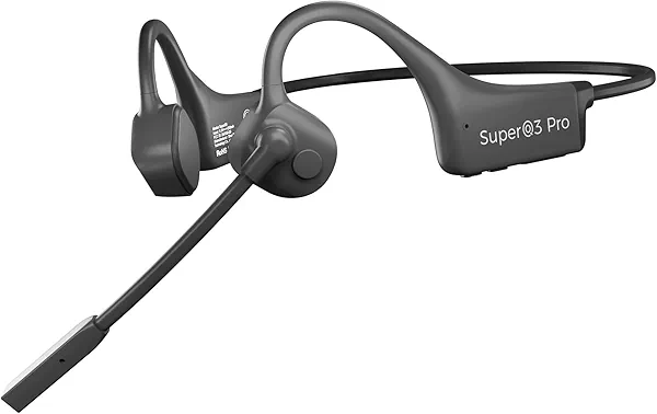 YouthWhisper Bone Conduction Headphones with Boom Mic Bluetooth Open Ear Wireless Computer Headsets PC with Mic Noise Canceling Bluetooth Earphones with Microphone for Office Use Driving Meeting