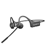 YouthWhisper Bone Conduction Headphones with Boom Mic Bluetooth Open Ear Wireless Computer Headsets PC with Mic Noise Canceling Bluetooth Earphones with Microphone for Office Use Driving Meeting