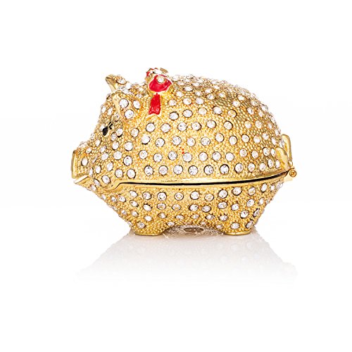 Qfiu Qifu Hand Painted Enameled Cute Pig Decorative Hinged Jewelry Trinket Box Unique Gift Home Decor #TOP2