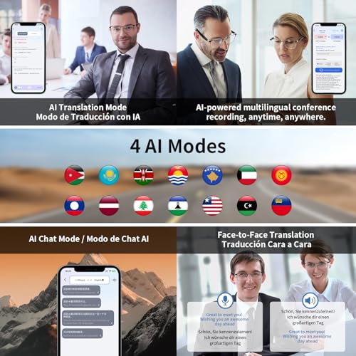 Image of Smart Glasses with AI Translator, Real-Time Translation Glasses Polarized, Photochromic Lenses with Simultaneous Interpretation, language translator for Men Women Supports 160+ Languages(Silver)