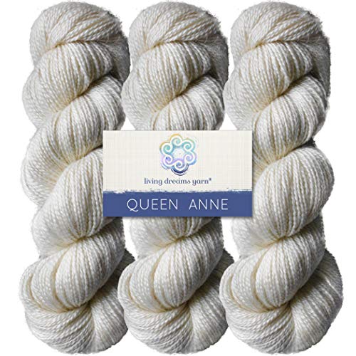 Living Dreams QUEEN ANNE LACE Yarn. Luxuriously Soft Blend of Baby Alpaca & Mulberry Silk. Cruelty Free Responsibly Sourced. Three Pack: Natural