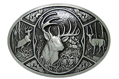 Bai You Mei Hommes Western Argent Cerf Chasse Bois Buck Sud Antler Tête Boucles de Ceinture Cover