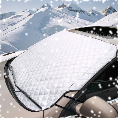 Voiture Protege Pare Brise Givre, 4 Couches de Protection Pare Brise Hiver de Voiture, Couverture Pare Brise Voiture Hiver pour Anti Givre Neige Glace UV...