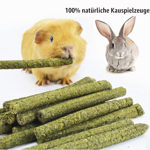 LMYKH Kaninchen Kauspielzeug, Hamster Spielzeug mit apfelstäbchen Timothy Heu Sticks, Kleintiere Molar Zubehoer für Meerschweinchen, Chinchilla, Hasen