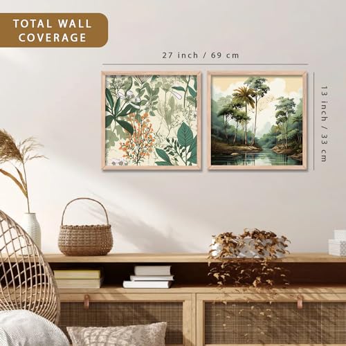 Image of kotart Painting for Wall Decoration - Wild theme wall art Painting for Living Room Bedroom Office Room Decor - Premium Digital Paintings with Frame for Home Decoration - Set of 2 Multicolor paintings (13x13 inch, F)